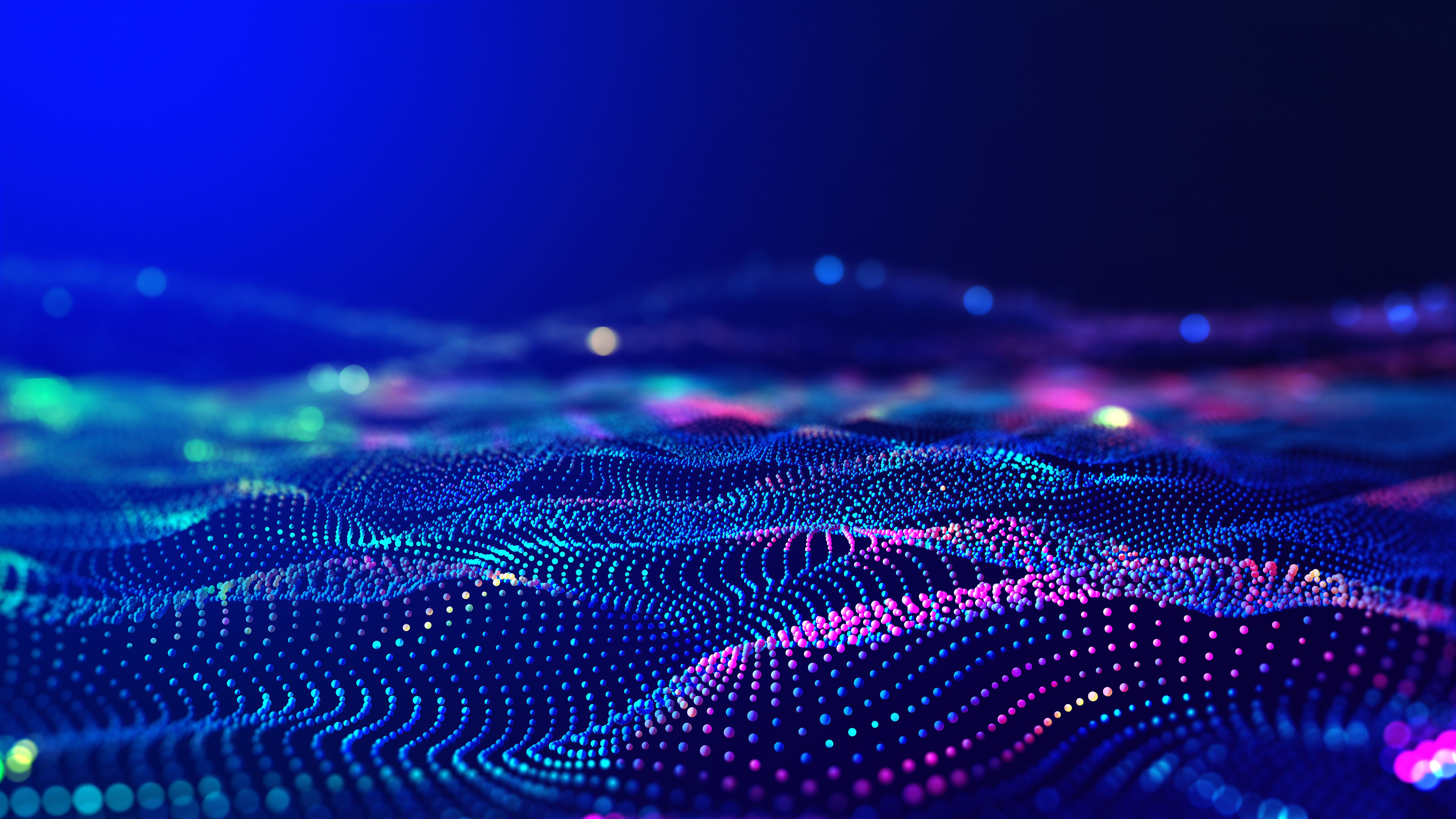 Cyber big data flow. Blockchain data fields. Network line connect stream. Concept of AI technology, digital communication, science research, 3D illustration music waves | Siarhei - stock.adobe.com 432173677