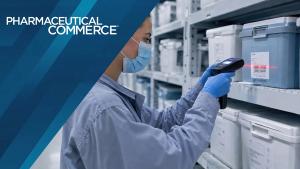 Masked healthcare worker scanning medical storage box in clean supply warehouse. Concept of pharma logistics, hospital inventory, stock audit, and cold chain. | Master1305 - stock.adobe.com 2033896448