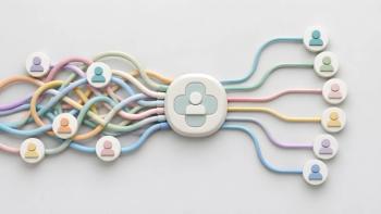 Tangled pastel medical tubes with person icons passing through a cross hub into organized lines representing patient triage and healthcare management | © Samudra_png - stock.adobe.com