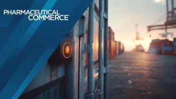 Shipping container door with electronic smart lock and glowing security status icon at busy dockyard background, digital cargo protection system for fraud prevention and theft detection technology. | Fahroni - stock.adobe.com 1968588964