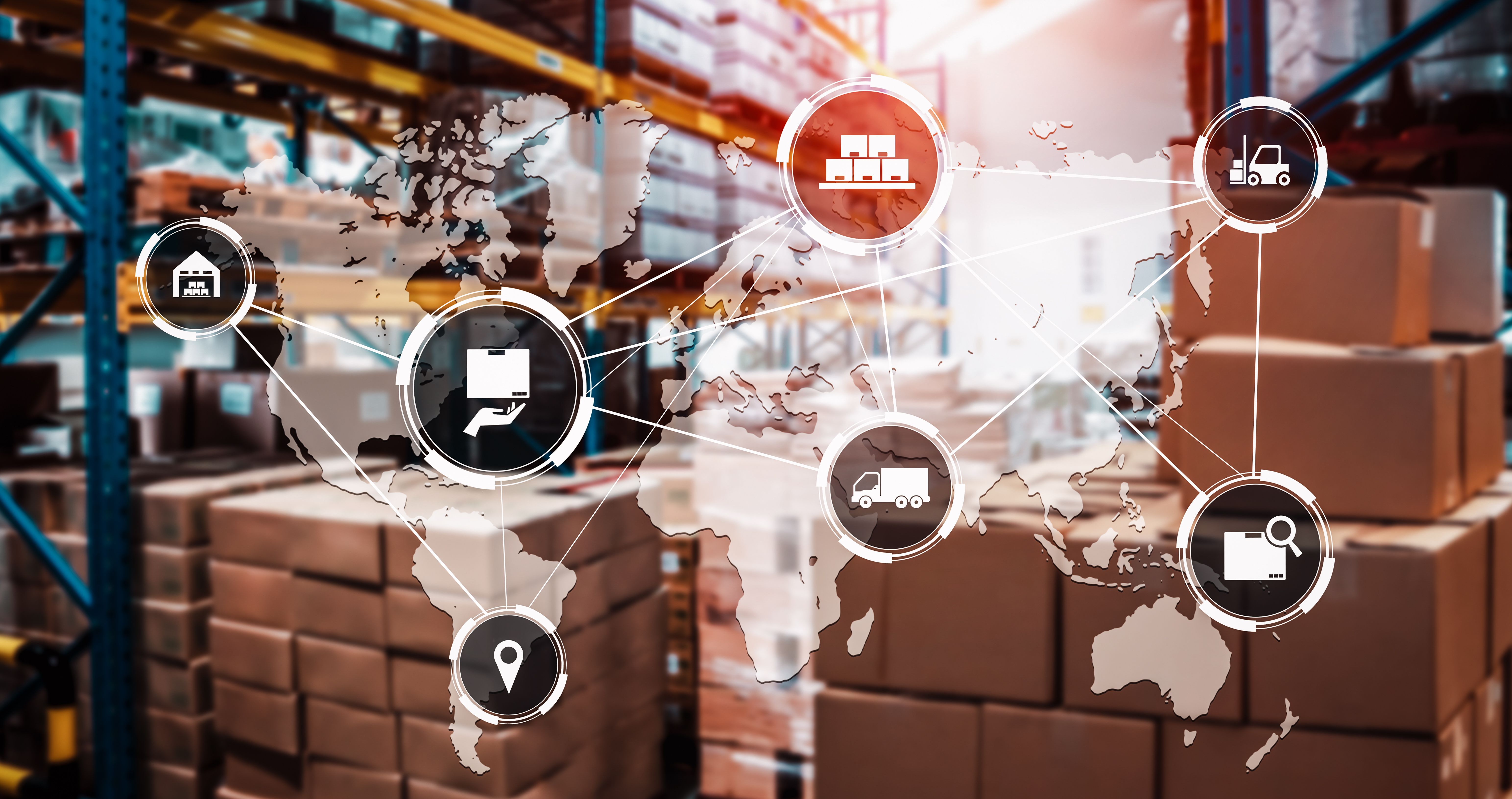 Smart warehouse management system with innovative internet of things technology to identify package picking and delivery . Future concept of supply chain and logistic network business. | © InfiniteFlow - stock.adobe.com