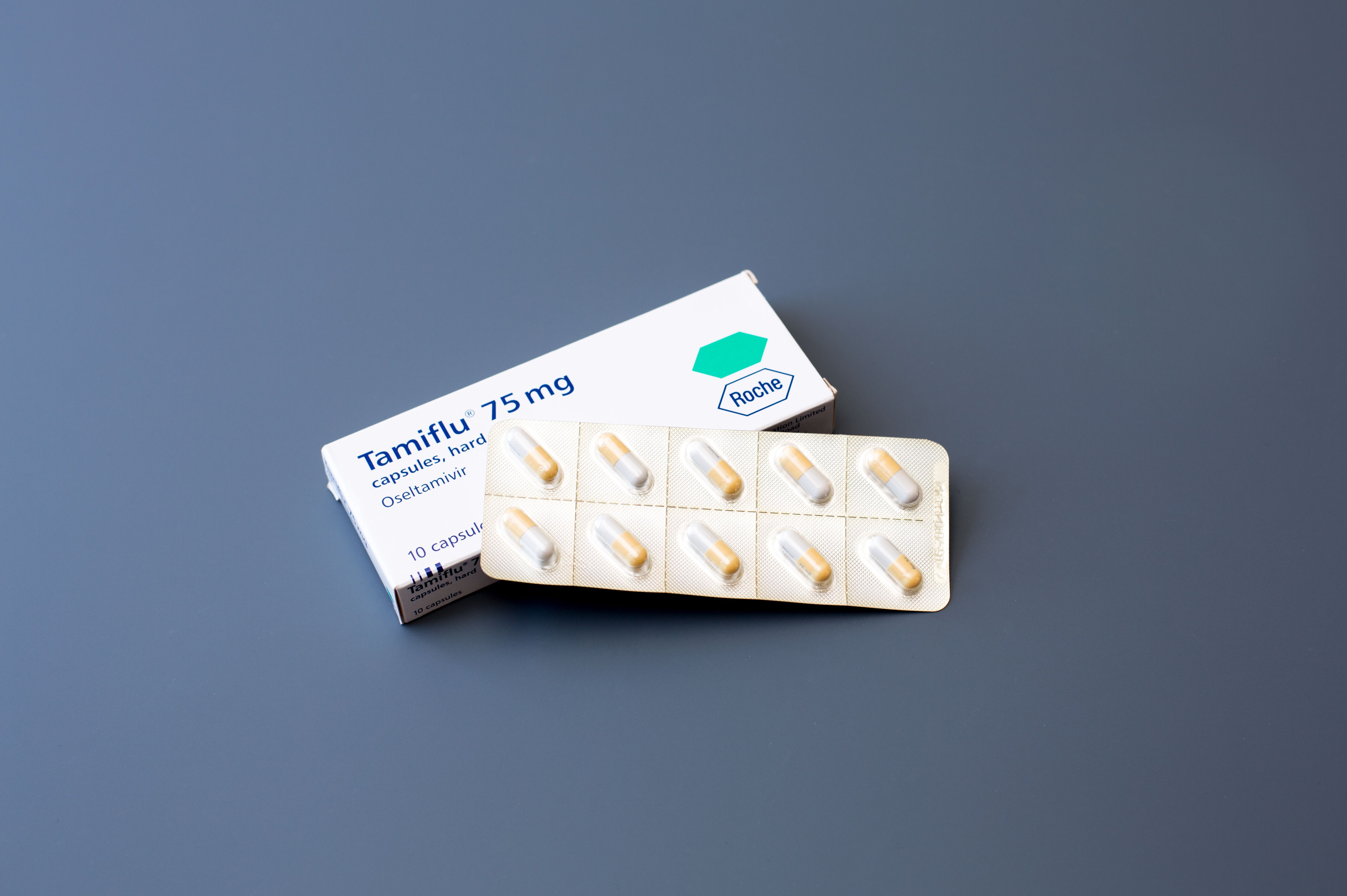 Soest, The Netherlands - March 2020. Influenza antiviral drug Tamiflu blister and box. Produced by Roche Pharmaceuticals. | Image Credit: Studio F. | stock.adobe.com