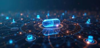 Abstract digital graphic shows glowing capsule on circuit board. Futuristic pharma tech concept with dna strands and data graphs. Innovation in medicine. | Image Credit: Pete | stock.adobe.com