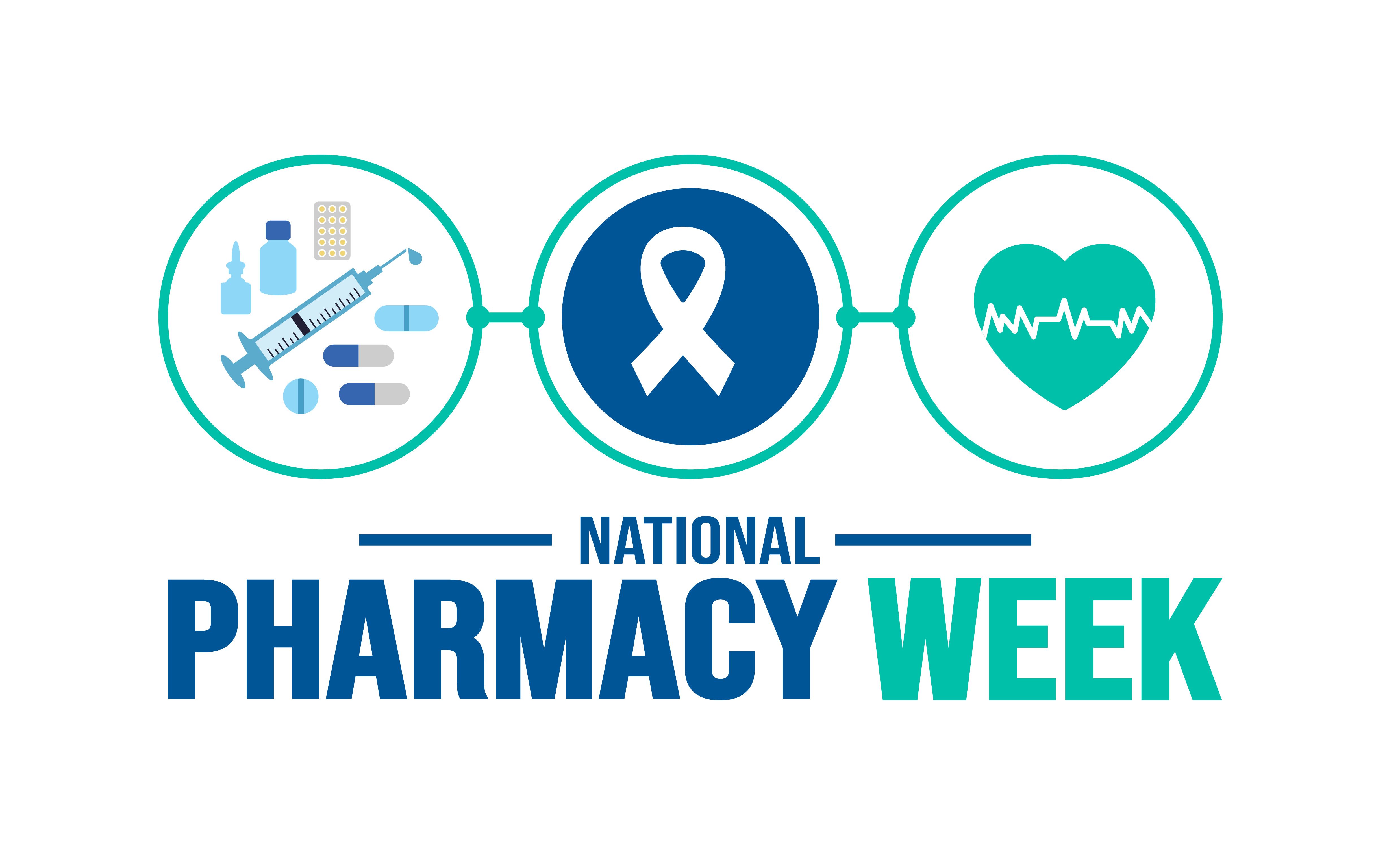 October is National Pharmacy Week background template. Holiday concept. background, banner, placard, card, and poster design template with text inscription and standard color. vector illustration - Image credit: Neelrong | stock.adobe.com