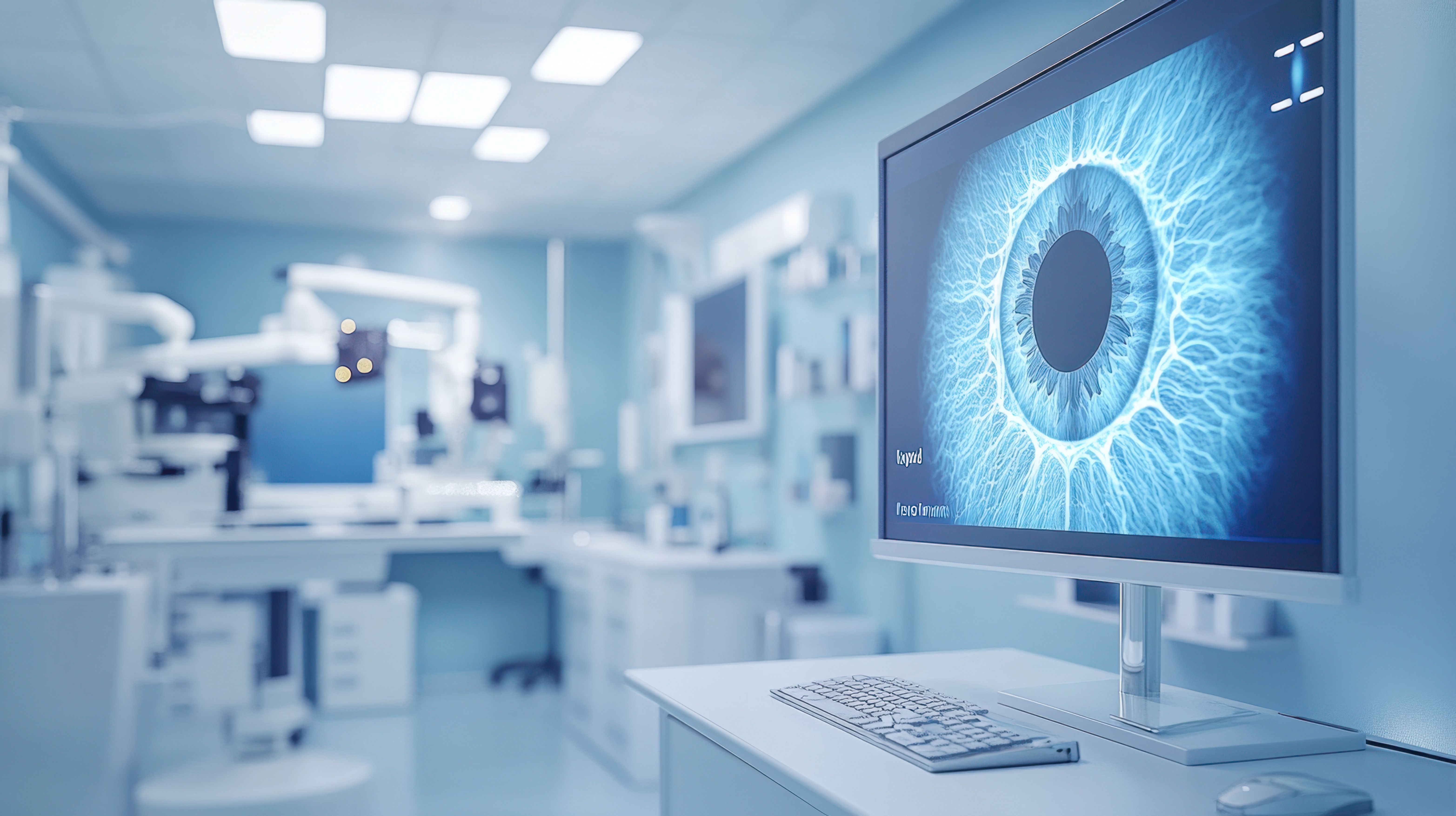 Glaucoma. A modern eye clinic featuring advanced technology and a detailed image of an eye on the screen, emphasizing ophthalmic care and diagnosis - Image credit: Pisahouse | stock.adobe.com