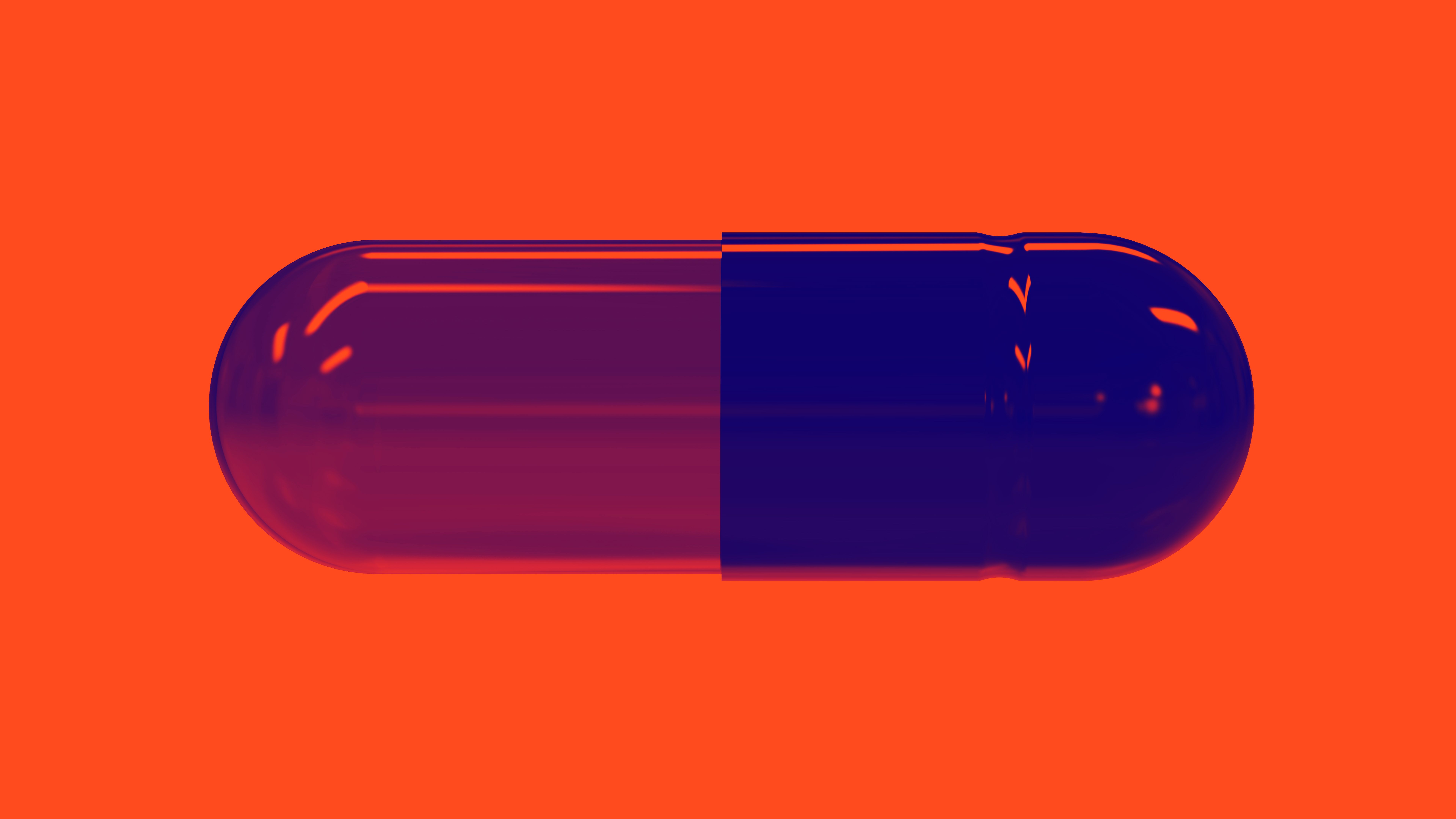 Blue and Orange Duotone Illustration of Medicine Capsule Pill | Image Credit: Виктор Рак - stock.adobe.com