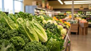 A vibrant display of fresh green leafy vegetables in a grocery store | Image Credit: © ALLmost - stock.adobe.com