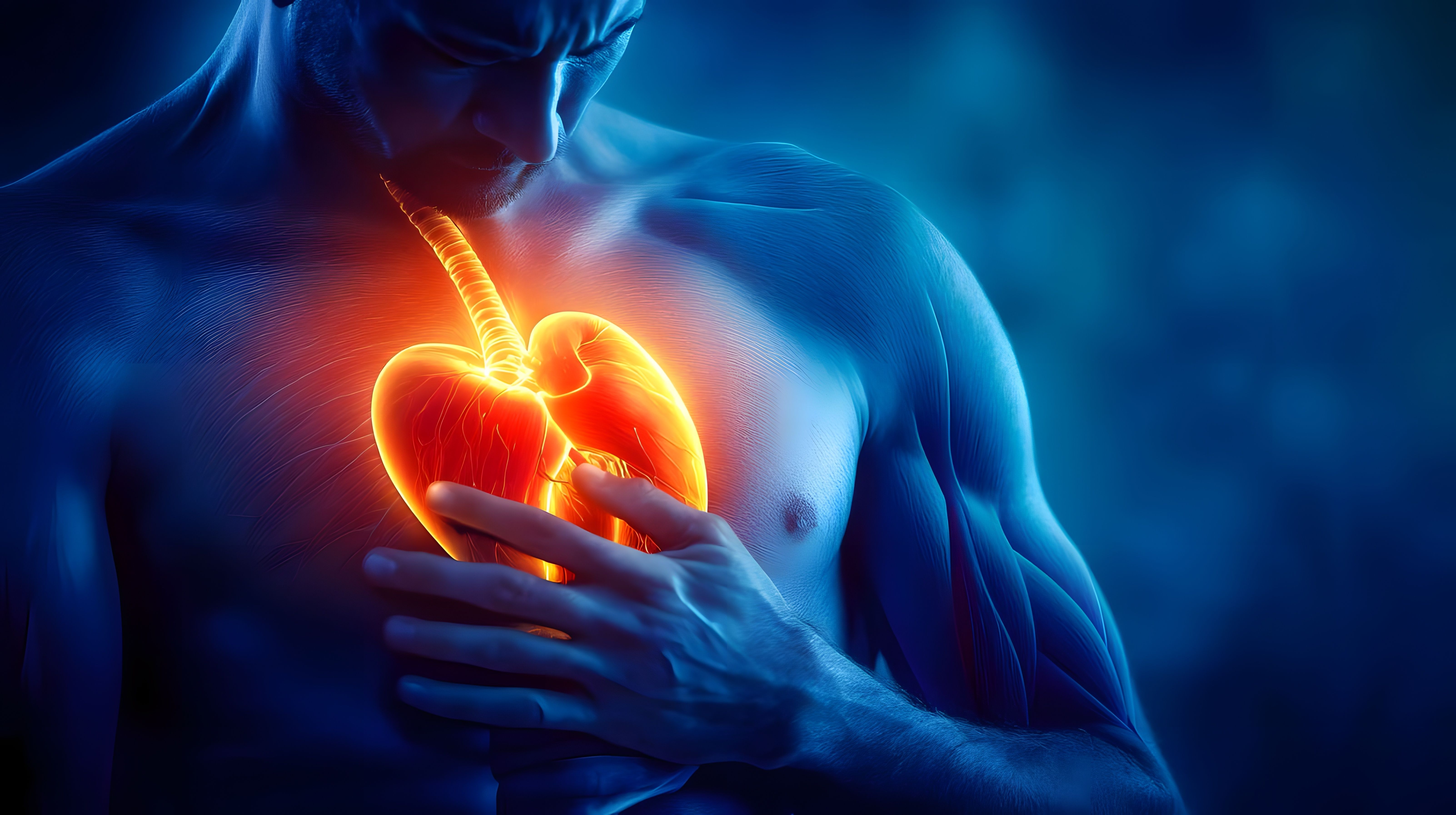 Visualization of glowing chest anatomy showing heart complications | Image Credit: © Thipphaphone - stock.adobe.com