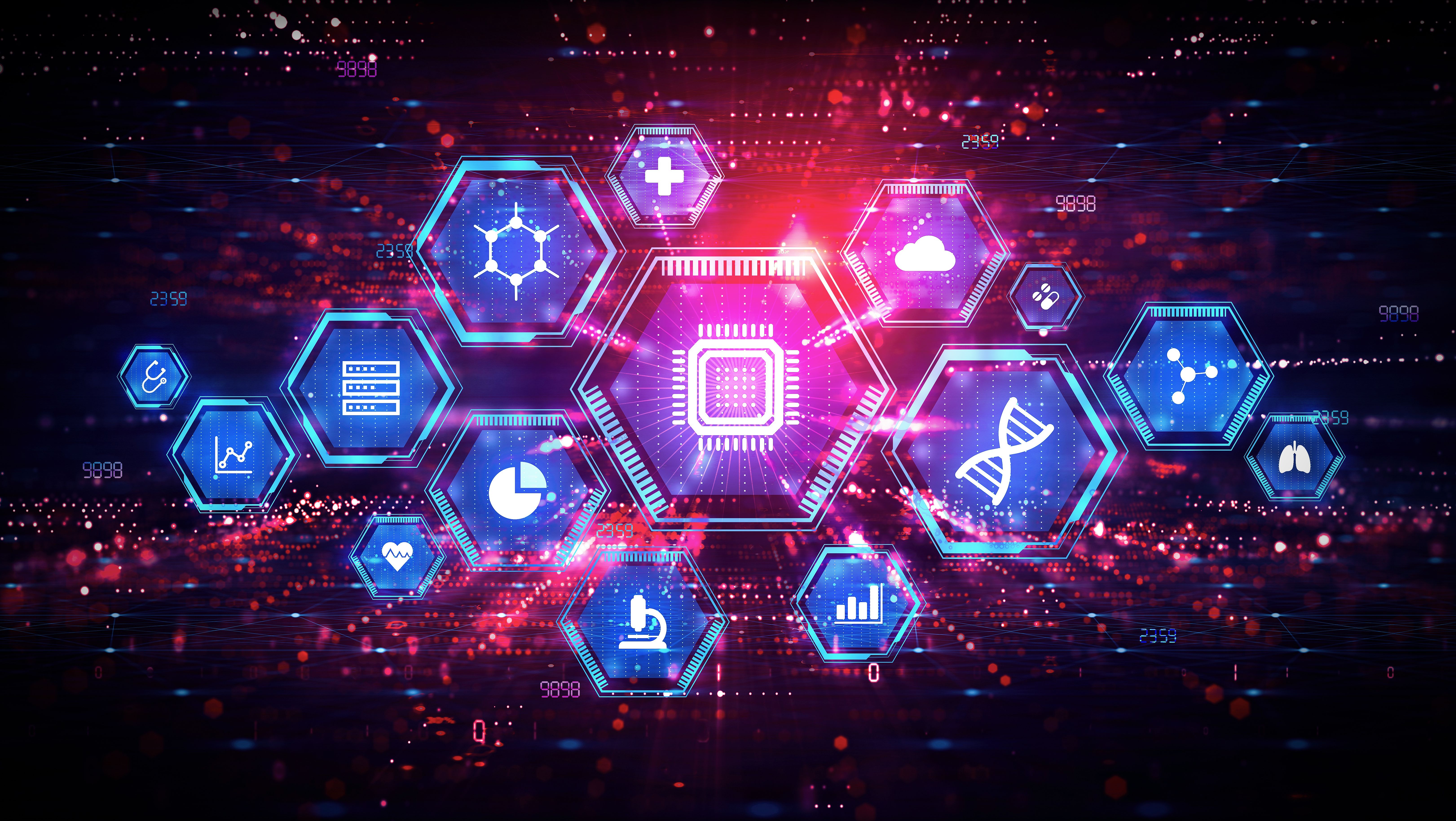 Medical and Informatics Icons on Technology Background | Image Credit: ArtemisDiana - stock.adobe.com