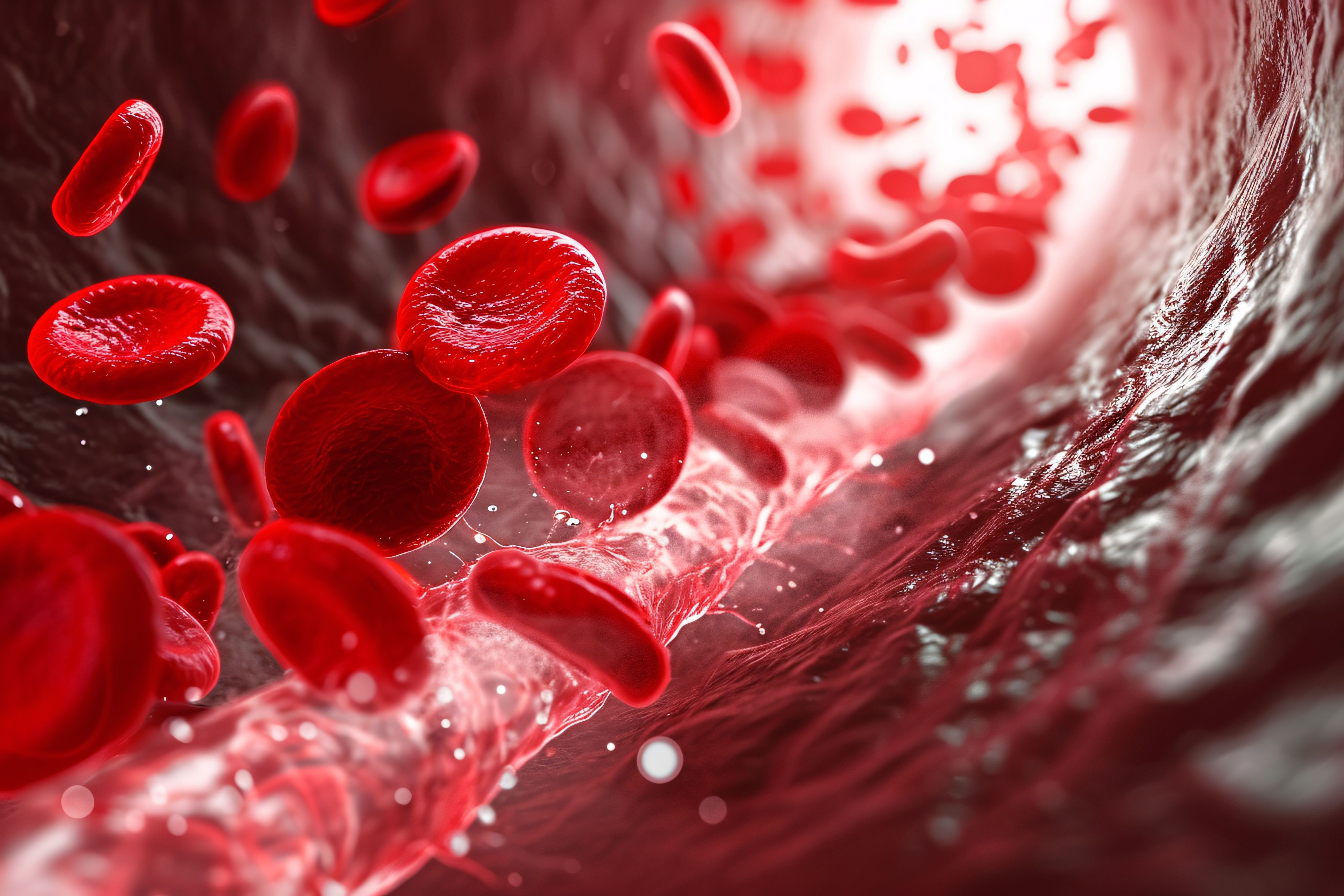 AI depiction of blood cells in a blood vessel | Image Credit: Bipul Kumar - stock.adobe.com