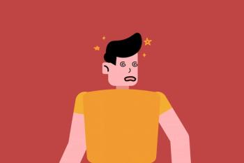 Dizzy Man with Flying Stars Flat Cartoon Illustration