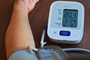 Health check blood pressure and heart rate at home with digital pressure found very high blood pressure test results.Hypertesive Urgency.Need some medicine.Health and Medical concept.