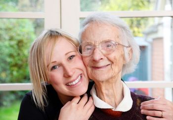 Woman hugging her mother
