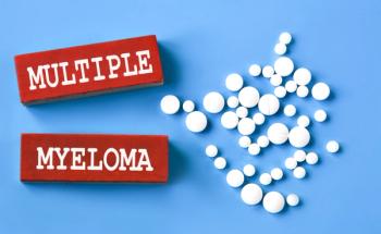 MULTIPLE MYELOMA - words on wooden red bars on a blue background with pills | Image Credit: Zhanna | stock.adobe.com