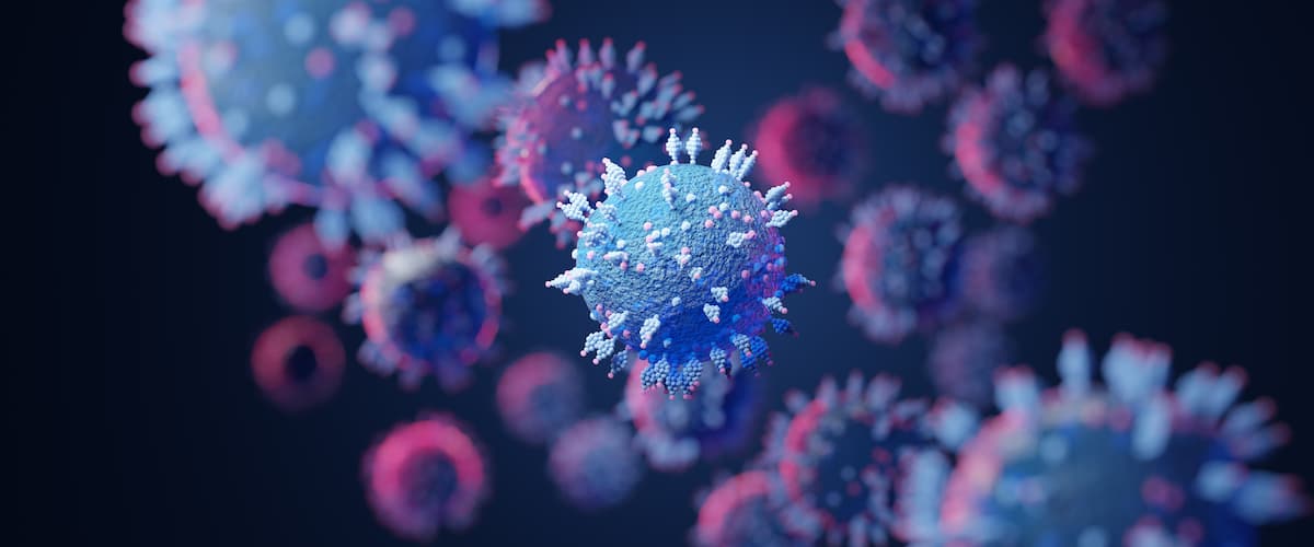 Macro coronavirus(covid-19) cell delta plus variant.BA.5,BA.2.75,BA.4(omicron covid).COVID 19 Delta plus variant Sars ncov 2.Mutated coronavirus SARS-CoV-2 flu disease pandemic, 3D render illustration