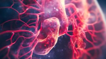 a close-up of a lung with cancer cells and an overlay of a magnified section of a blood sample Generative AI