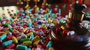 Closeup image of colorful medicine pills and judge gavel on table Medical law concept - Image credit: The Little Hut | stock.adobe.com