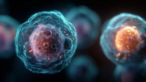 A stem cell with prominent nucleus and vesicles represents regeneration potential cellular therapy and the promise of personalized medicine and tissue engineering. | Image Credit: kaliel | stock.adobe.com