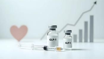 Vials labeled GLP-1 with syringes, heart icon, and growth chart symbolize hormone therapy benefits. - Image credit: TensorSpark | stock.adobe.com