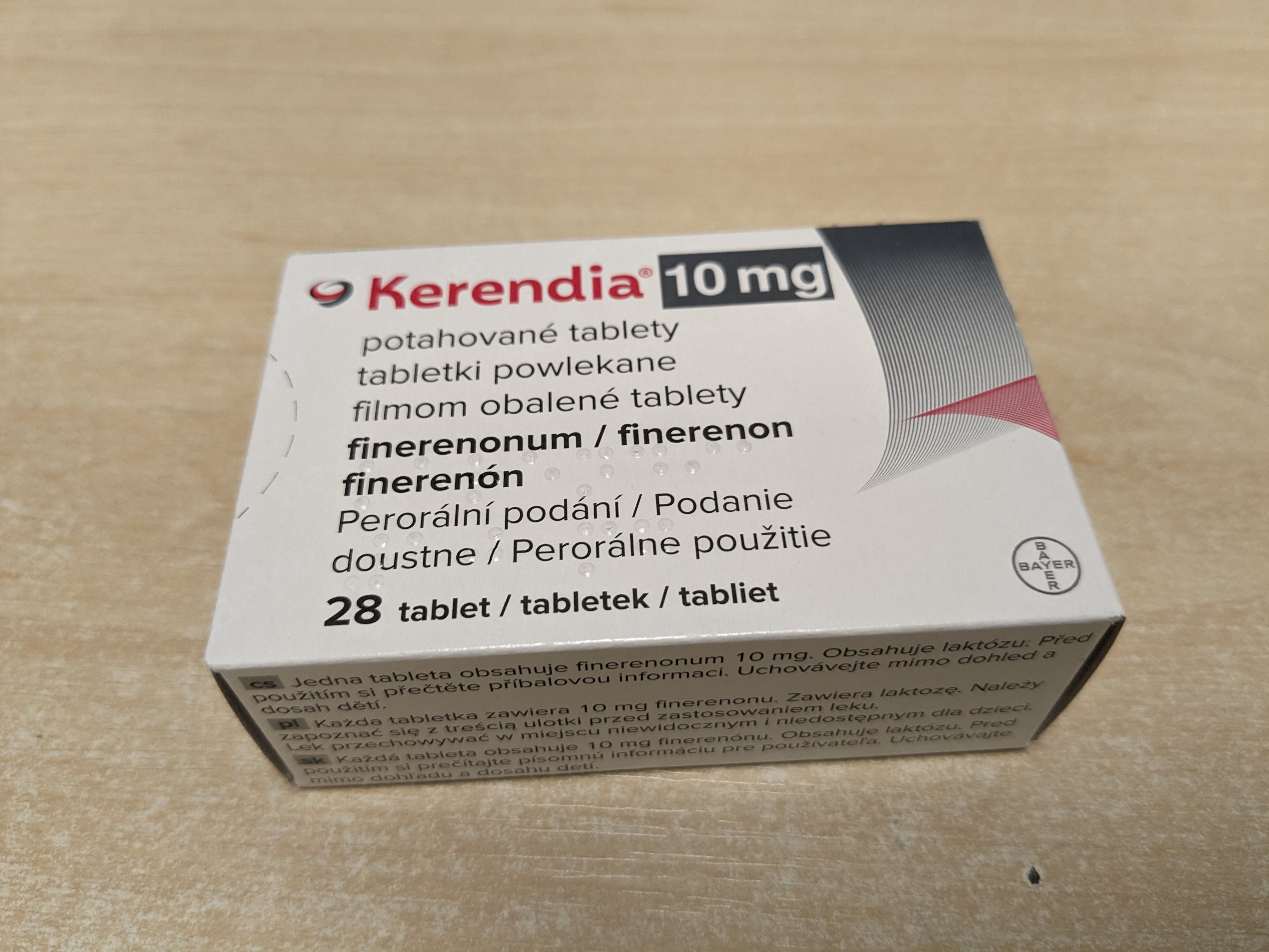 Prague, Czech Republic -December 29 2024: KERENDIA tablets with FINERENONE active substance by BAYER, used for chronic kidney disease and type 2 diabetes management.