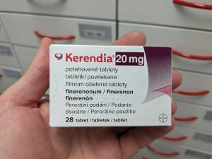 Prague, Czech Republic - July 13, 2024: KERENDIA tablets with FINERENONE active substance by BAYER, used for chronic kidney disease and type 2 diabetes management