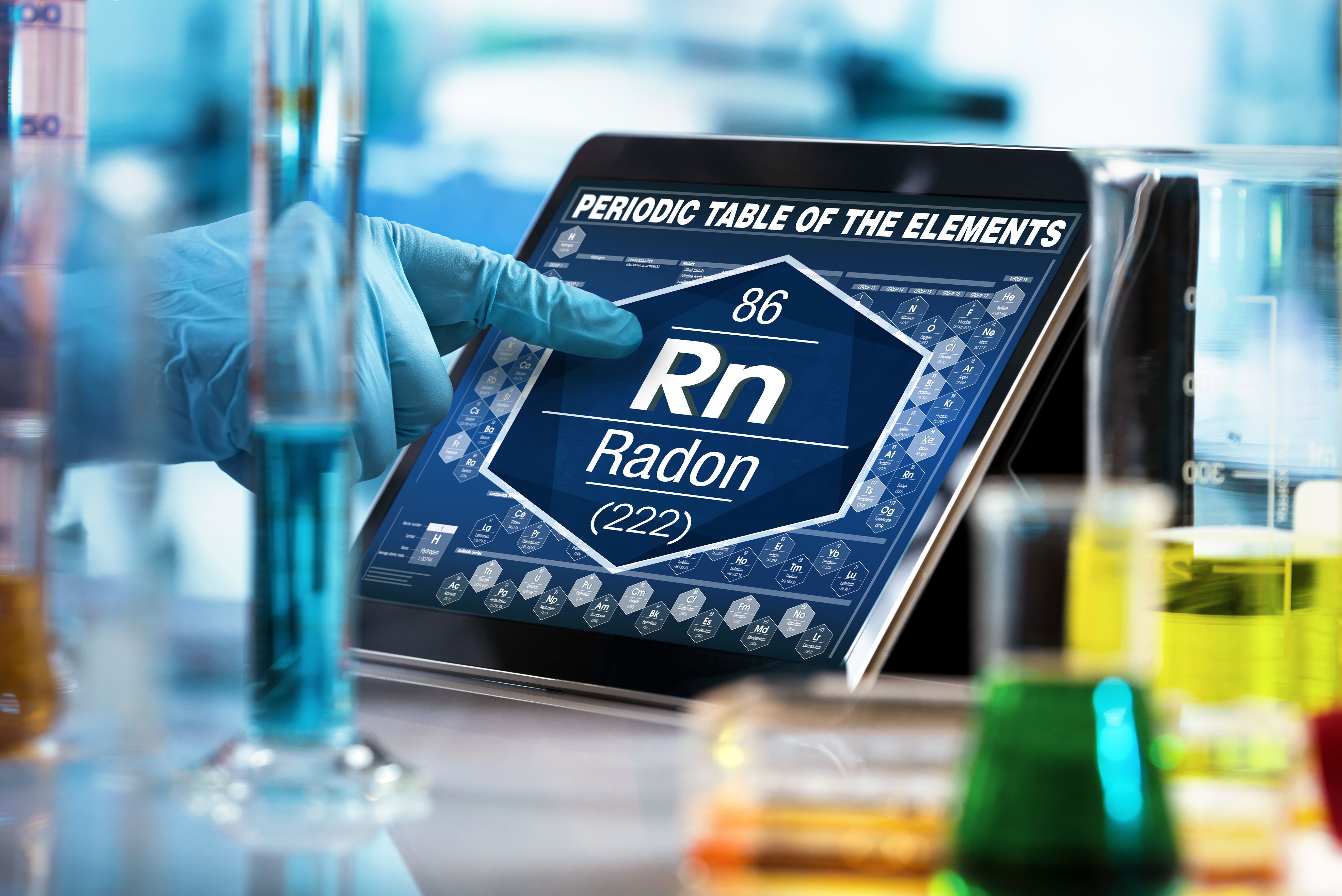 Radon highlighted on a periodic table of elements | Image Credit: ©angellodeco - stock.adobe.com