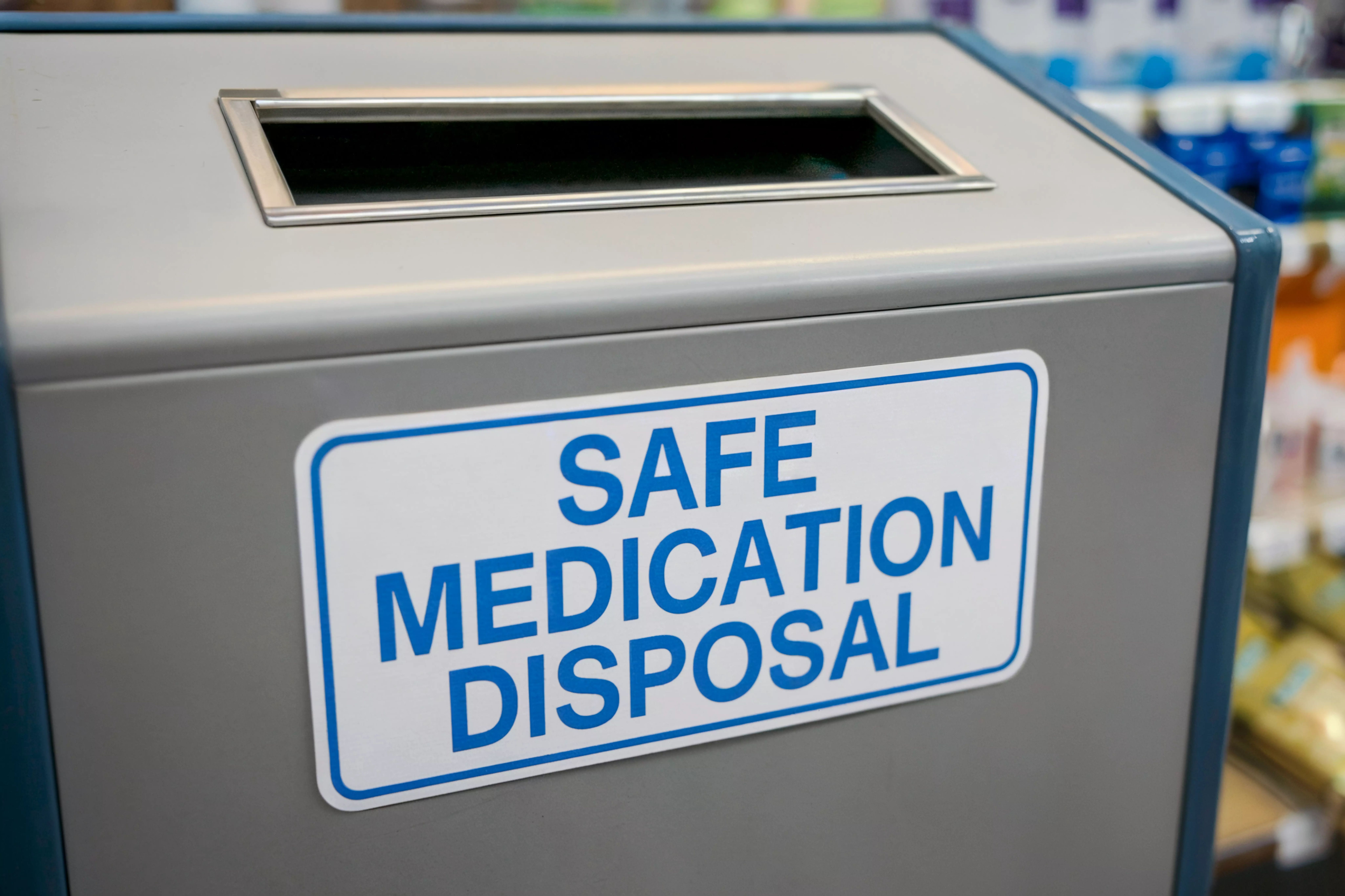 Safe medication disposal unit located in a health facility for proper waste management - Image credit: OM | stock.adobe.com