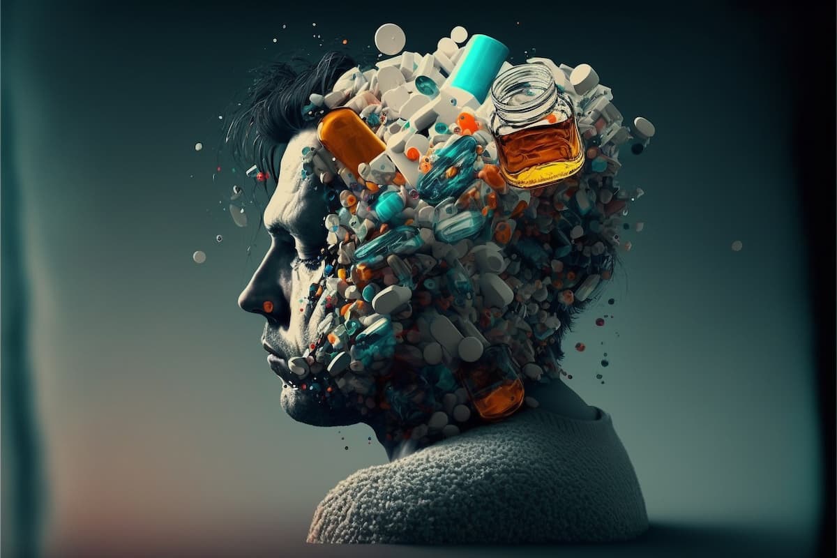 Concept of substance addiction. The struggle and journey of individuals affected by the condition