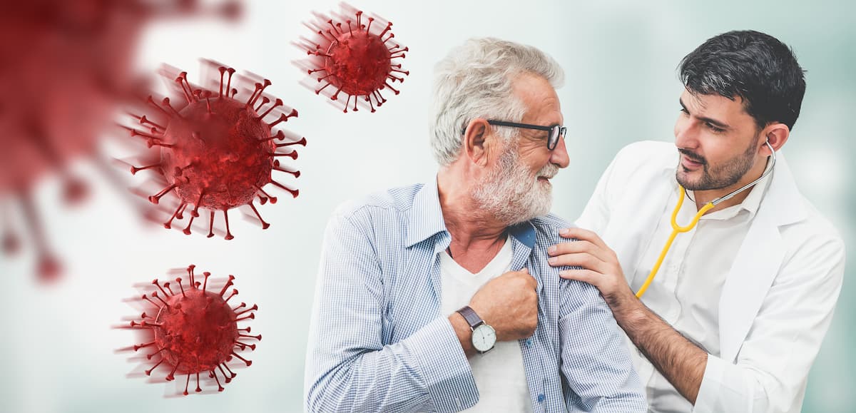 Doctor checking patient health in hospital office.