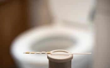 Unused test stripe in front of a toilet at home concept of bladder infection - Image credit: Andreas Nägeli | stock.adobe.com