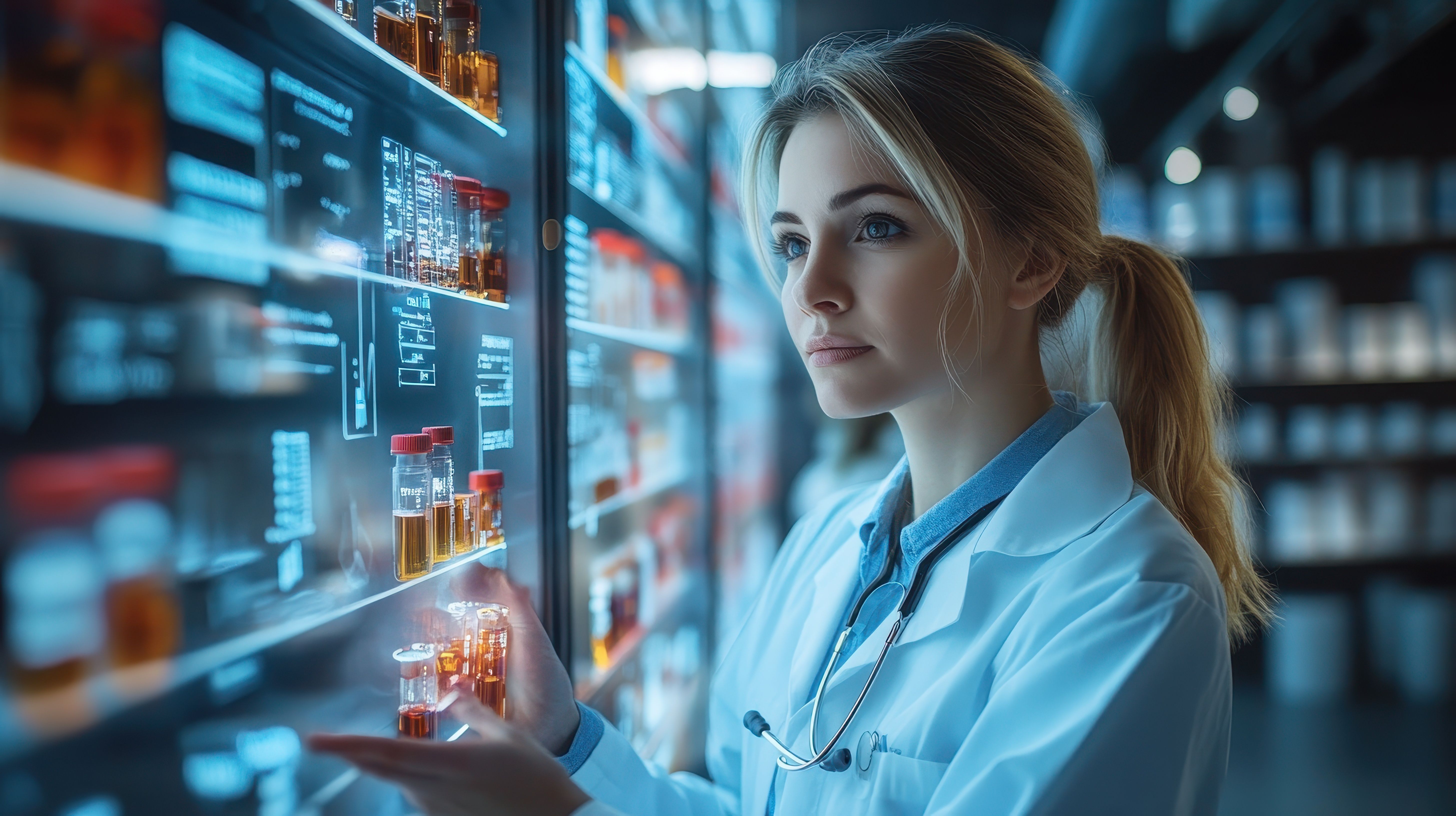 Focused Female Scientist Examining Digital Data Screen in Modern Laboratory | Image Credit: sarayut | stock.adobe.com