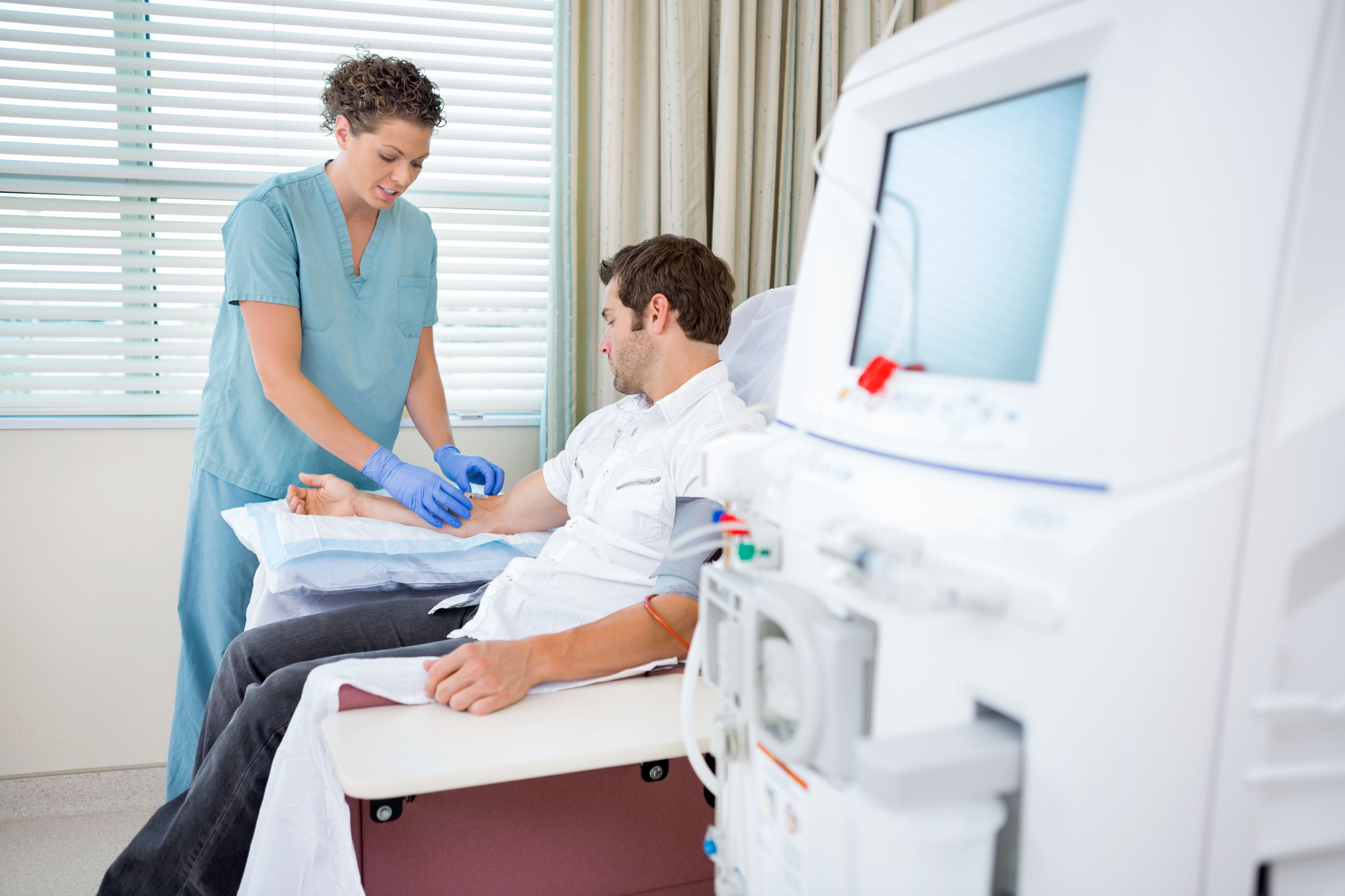 Patient preparing to undergo dialysis