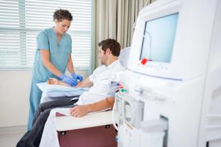 Patient preparing to undergo dialysis