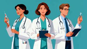 A collection of hospital doctor characters, with cartoon hand-drawn vector illustrations
