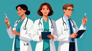 A collection of hospital doctor characters, with cartoon hand-drawn vector illustrations