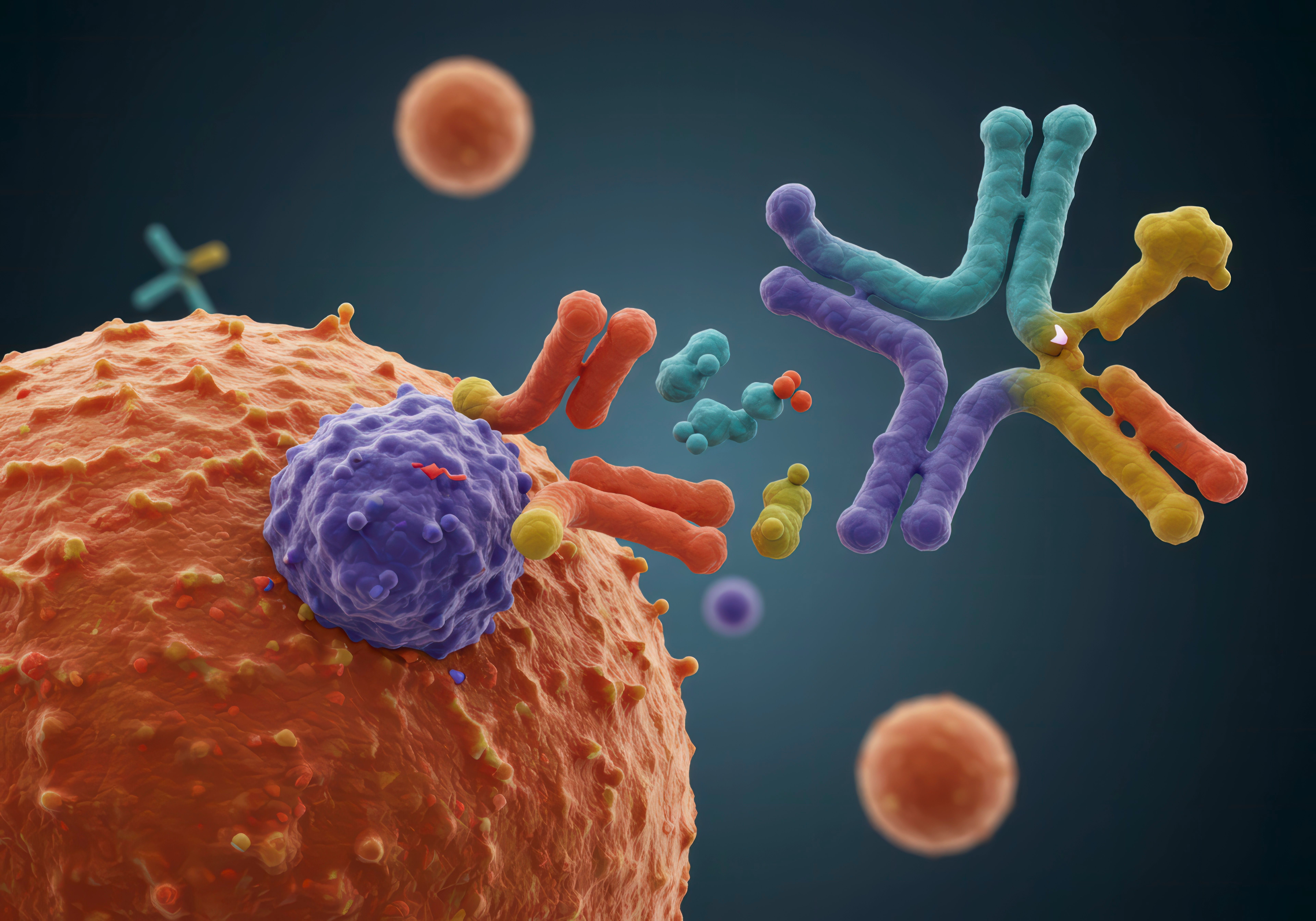 Bispecific antibody interacting with cancer cells | Image Credit: © ProArt Studios - stock.adobe.com