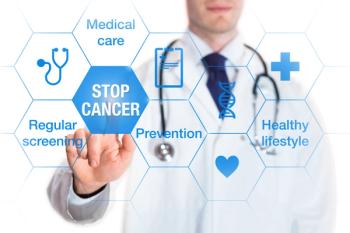 Cancer prevention and awareness concept, icons and words, medical doctor