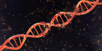 DNA damage, 3D illustration. Concept of disease, genetic disorder or genetic engineering.