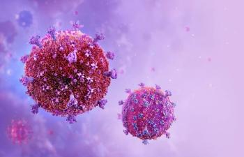 HIV virus cells. Scientifically accurate human immunodeficiency virus (HIV) close-up view. Acquired immunodeficiency syndrome AIDS 3D medical illustration.