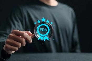 FDA Approved Food and Drug Administration concept. Person with FDA icon on virtual screen for Health product standards control system.