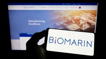Stuttgart, Germany - 10-02-2022: Mobile phone with logo of American company BioMarin Pharmaceutical Inc. on screen in front of website. Focus on center of phone display.