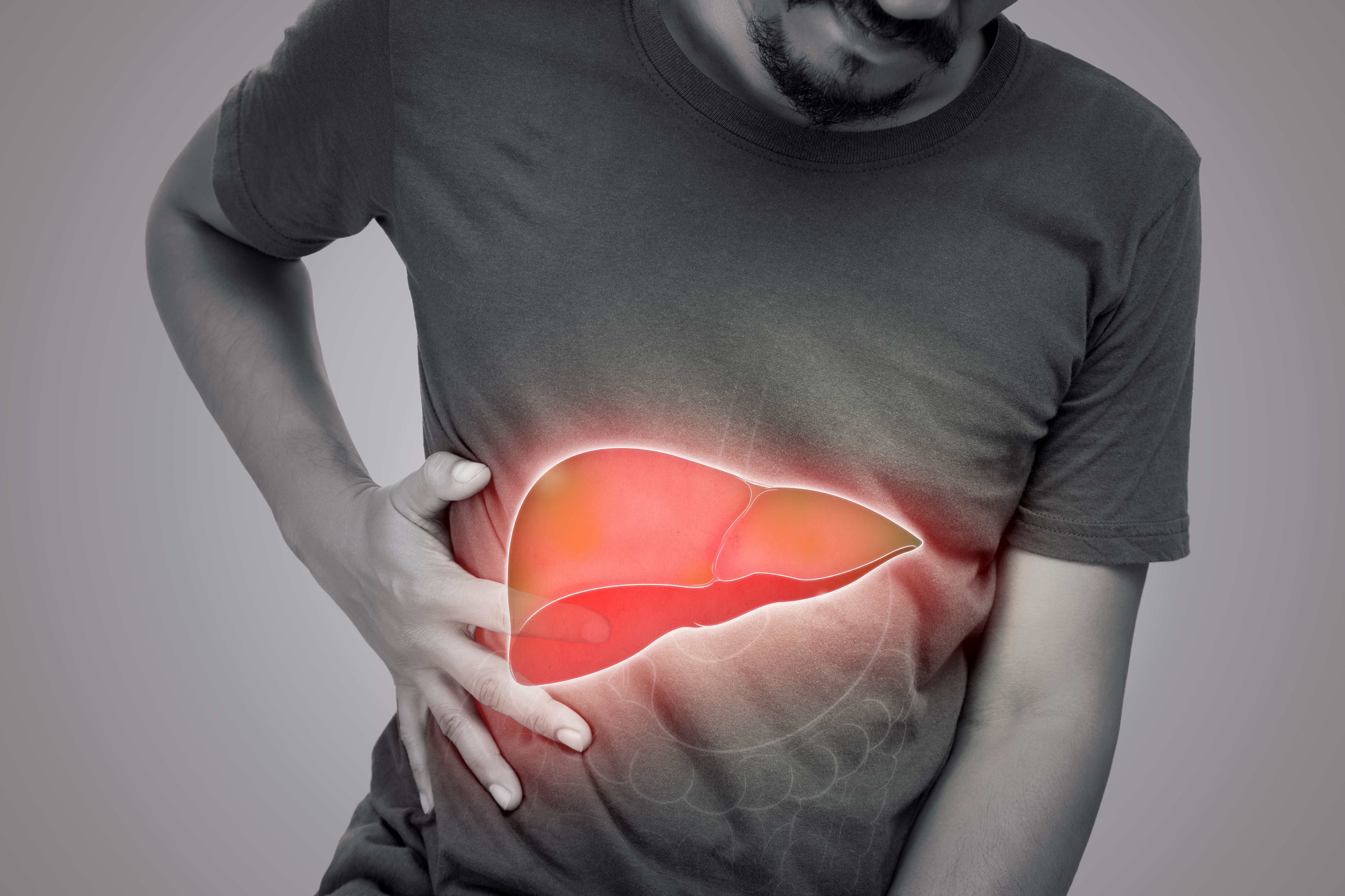 Man experiencing pain in liver -- Image credit: eddows | stock.adobe.com