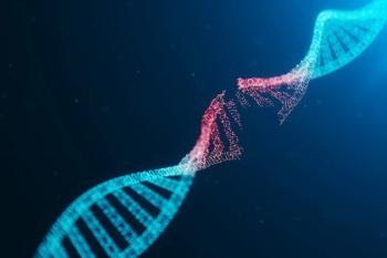 3D illustration Virus DNA molecule, structure. Concept destroyed code human genome. Damage DNA molecule. Helix consisting particle, dots. DNA destruction due to gene mutation or experiment