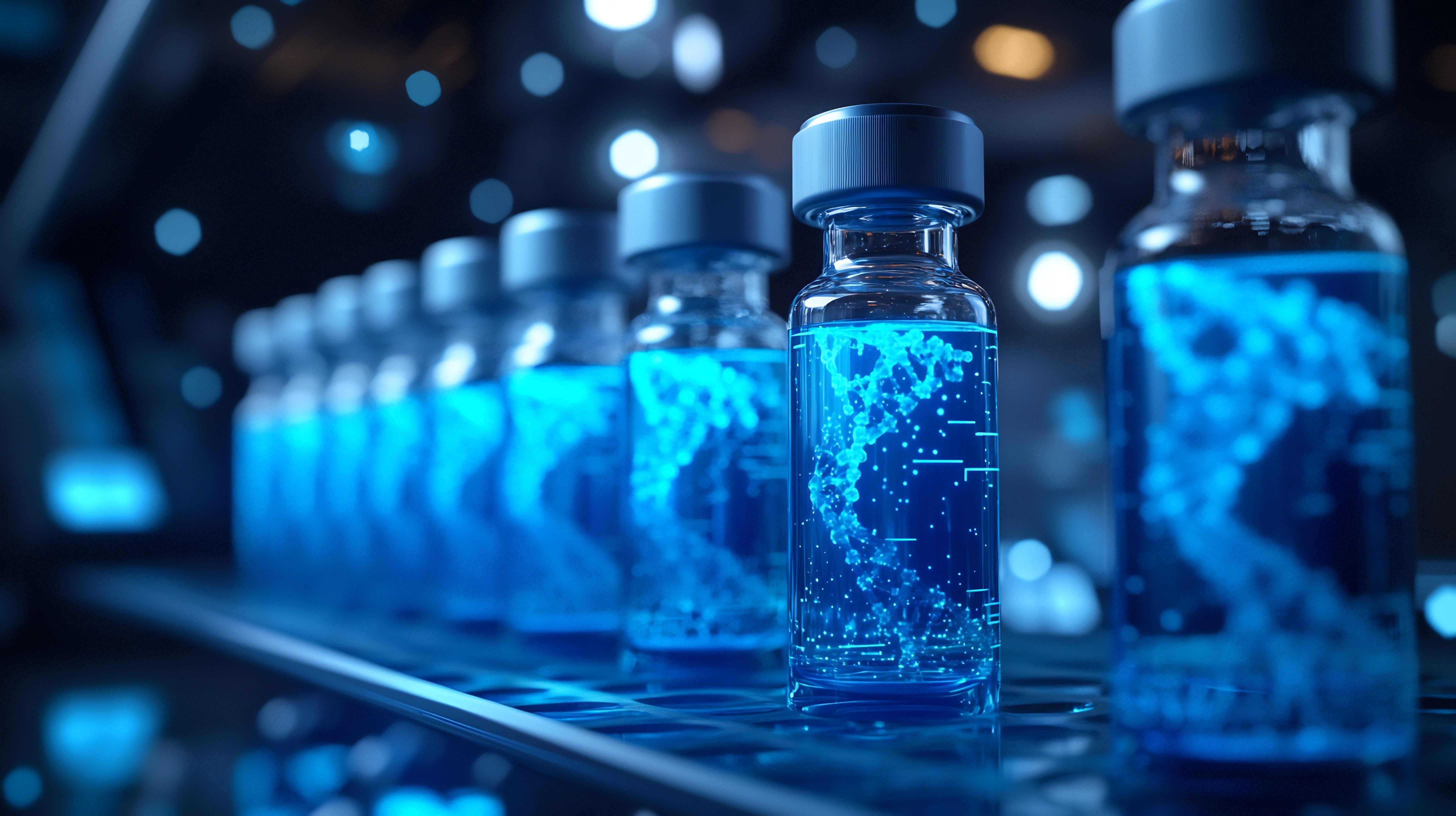 Liquid biopsy analyzing ctDNA abstract sci fi lab art blue vial | Image Credit: Nasr | stock.adobe.com
