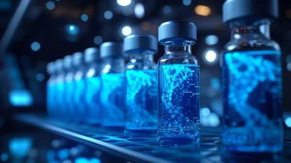 Liquid biopsy analyzing ctDNA abstract sci fi lab art blue vial | Image Credit: Nasr | stock.adobe.com