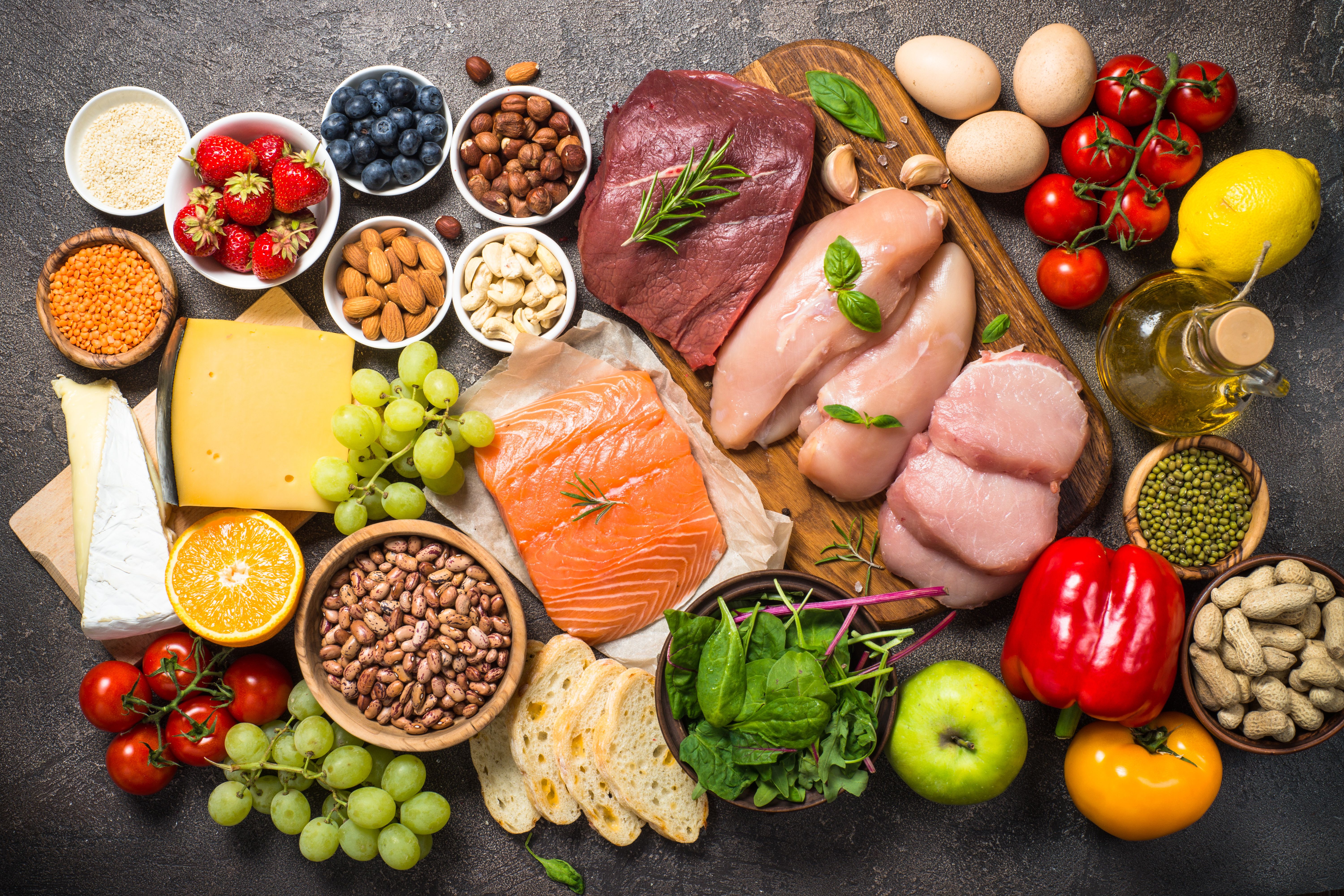 Balanced diet food background. - Image credit: nadianb | stock.adobe.com