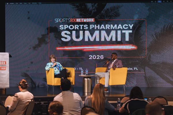 Image credit: Reina Grant -- Madeline Camejo and Brandon Welch at the 2026 Sports Pharmacy Summit.