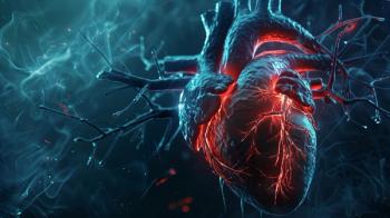Concept of interventional cardiology. September 16, International Day of Interventional Cardiology. Close-up, 3D illustration of a heart muscle on an abstract background