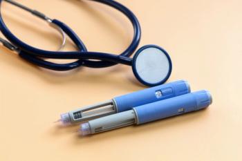 Blue Insulin injection pen for diabetics and weight loss.