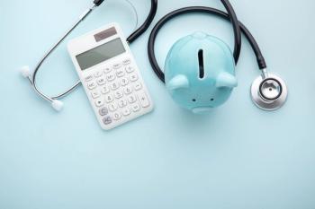 Health insurance, tax concept on blue background